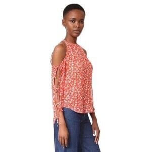 Veronica Beard Flynn Cold Shoulder Floral Silk blouse